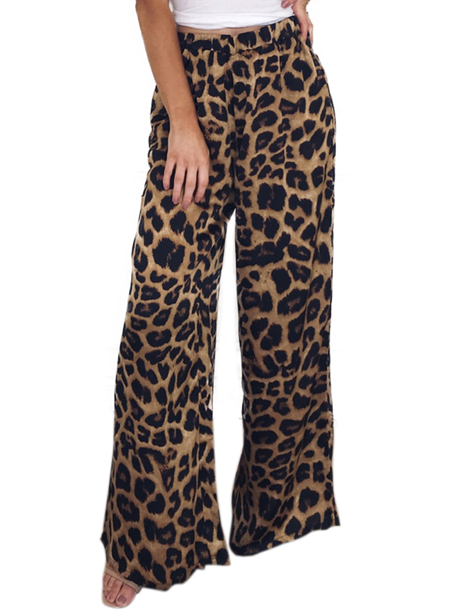 Womens Causal Wide Leg Leopard Snake