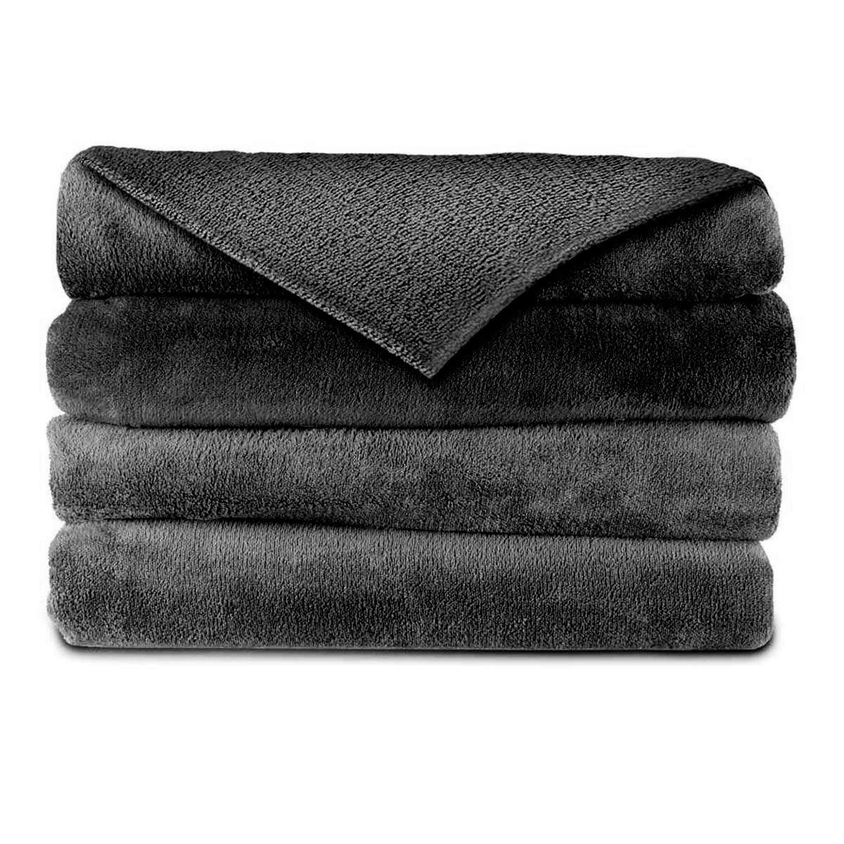 Sunbeam Electric Heated Velvet Plush Warming Throw Blanket Slate Gray