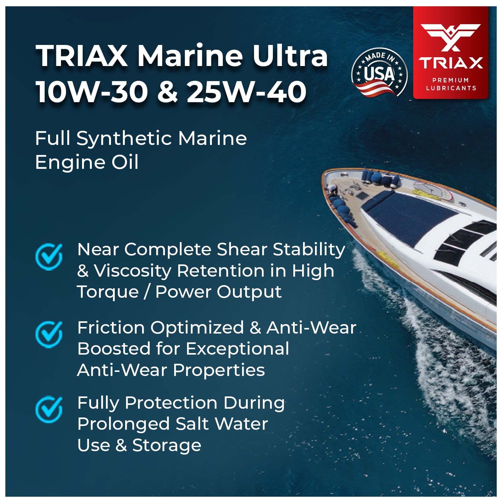 TRIAX Marine Ultra 10W-30 Full Synthetic Marine 4-Stroke Engine Oil, 5 Quart Jug