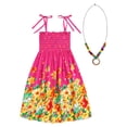 thumbnail image 3 of YONGHS Kids Girls Bohemian Dresses Sleeveless Straps Flower Printed Summer Beach Sundress with Necklace Type E 8-10, 3 of 7