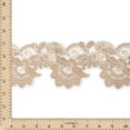 thumbnail image 3 of Embroidered Lace Trim 4" Leaf Floral Corded Sequin Embroidery On Sheer Polyester Scalloped Mesh - Fone (4.5 Meters, 1 Pack), 3 of 3