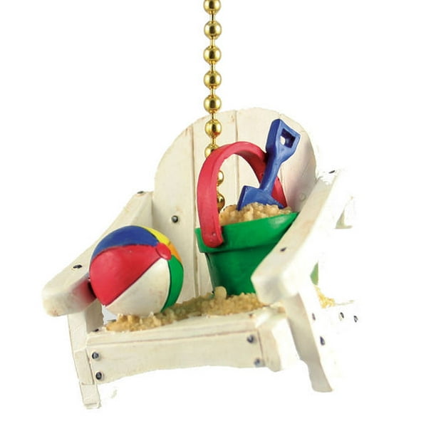 Island Beach Chair With Sand Bucket And Ball Decor Ceiling Fan Light Pull Com Beach Ball Decor Ceiling Fan Light Pull, Ceiling Fan Pulls Beach
