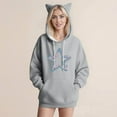thumbnail image 2 of SwiftWear Women's Star Print Cute Cat Ear Hoodie Soft Pullover Hooded Tops with Front Pockets, Animal Themed Casual Wear Gray, 2 of 4