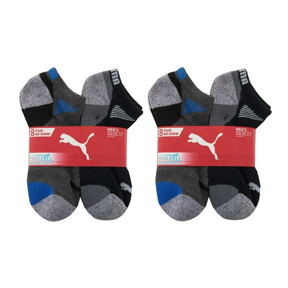 2 PACK | Puma Men's (Size 6-12) Dry Cell Moisture Wicking 8 Pair No Show Black Socks