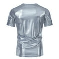 thumbnail image 4 of VSSSJ Mens Metallic T-Shirts 70s Disco Outfits for Mens Slim Fit Short Sleeve Shiny Tees Sparkly Nightclub Party Shirts Tops Silver XL, 4 of 8