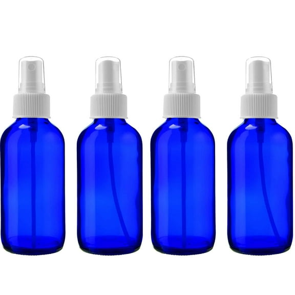 Global Cobalt Blue 4oz White Mist Sprayer Bottle (120ml) Pack of 4