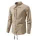 thumbnail image 1 of pstuiky camisa de manga larga para hombre, Top informal de manga larga con cuello alto y botones con cordón para hombre, de color liso y moderno Tops de hombre m, 1 of 9