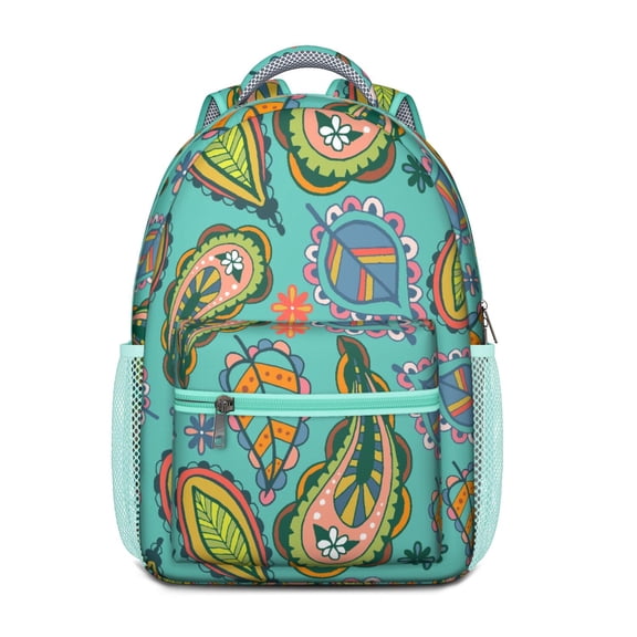 Aesthetic Paisley Design Waterproof Backpack - Colorful Ethnic Print & Breathable Straps for Teens