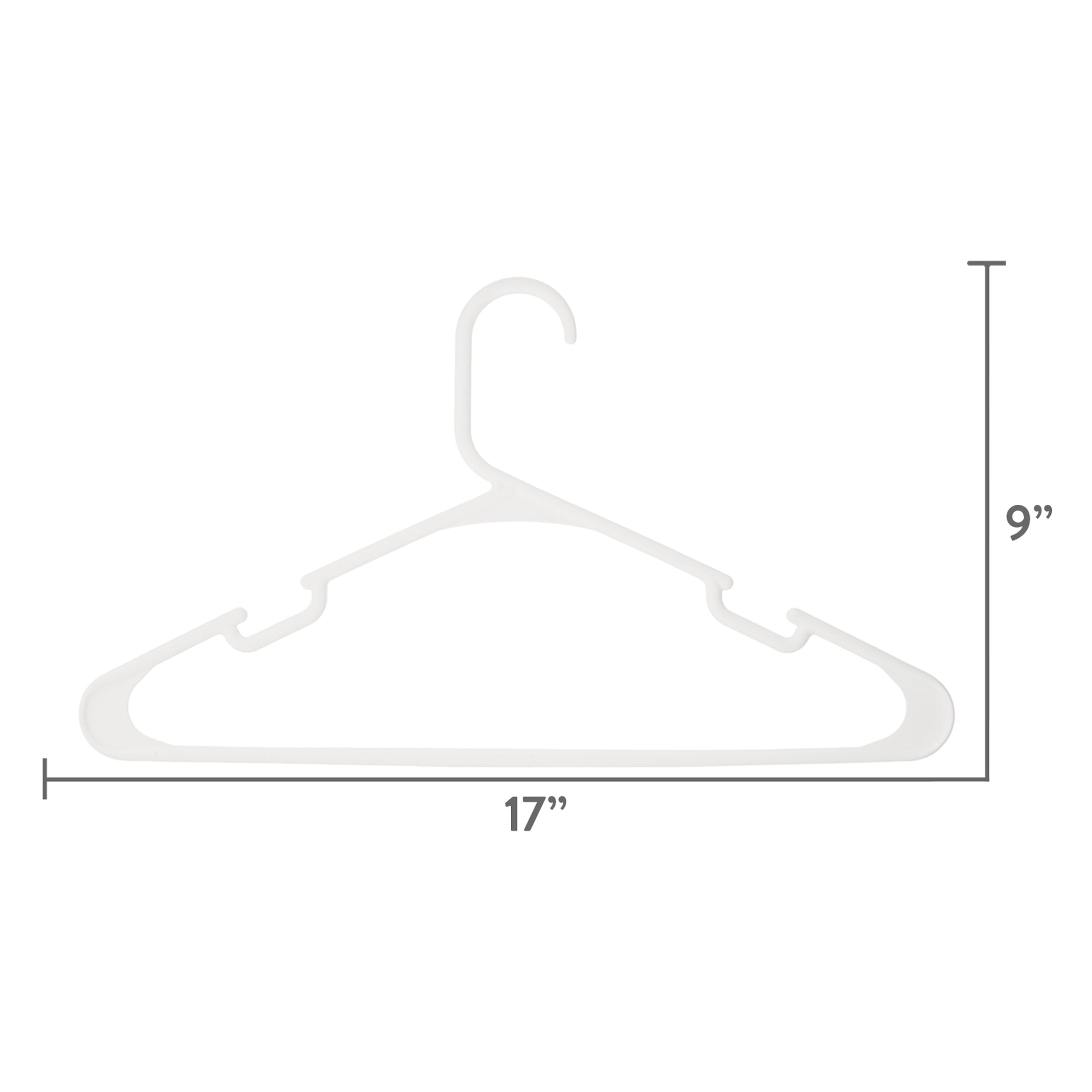 Wisconic Durable Adult Plastic Clothing Hangers, Hook for Pants & Ties, 36  Pack, White 17 x .33 x 9.75 inches