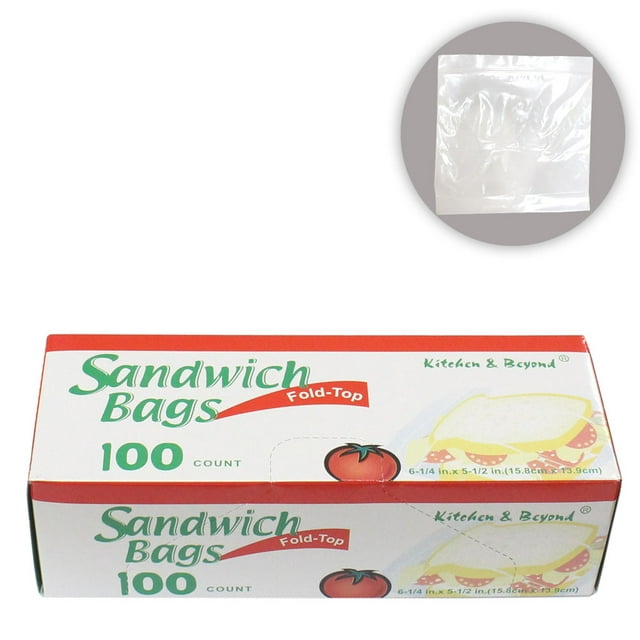 FoldTop Sandwich BagsBox Of 100 Count In Clear Plastic