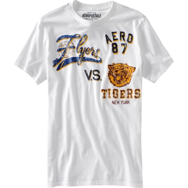 Aeropostale - Camiseta gráfica para hombre Flyers Vs Tigers, color blanco, extragrande