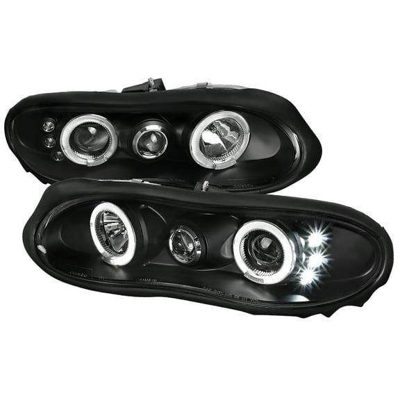 Dual Halo Projector Headlights (Black Housing/Clear Lens) Made for and Compatible with 1998-2002 Chevrolet Camaro