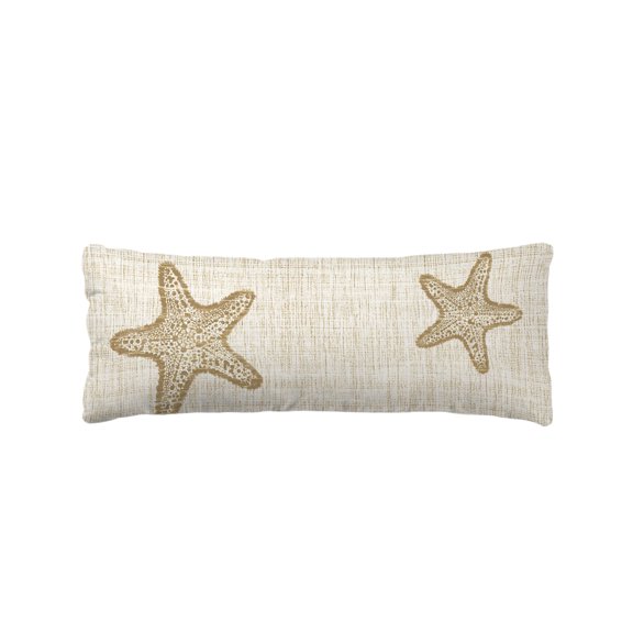 Beige Starfish Body Pillow Cover 20 x 54 Inch Decorative Pillow Cover Vintage Gray Farmhouse Coastal Summer Lumbar Pillowcase Seasonal Rectangle Cushion Case for Couch Sofa Bed Living Room