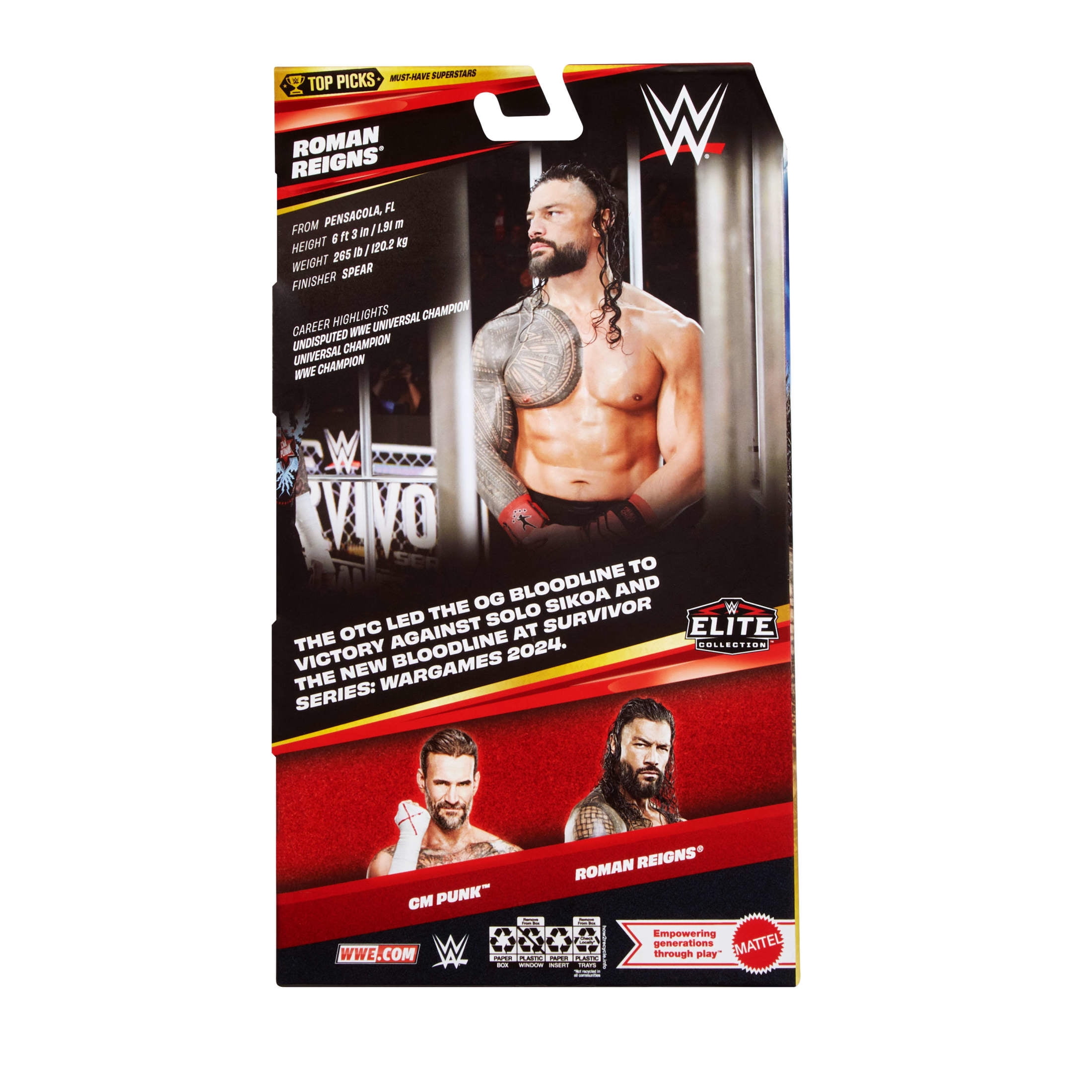 WWE Elite Collection Top Picks Roman Reigns Action Figure & Accessories, 6-inch Collectible Set (Styles May Vary)