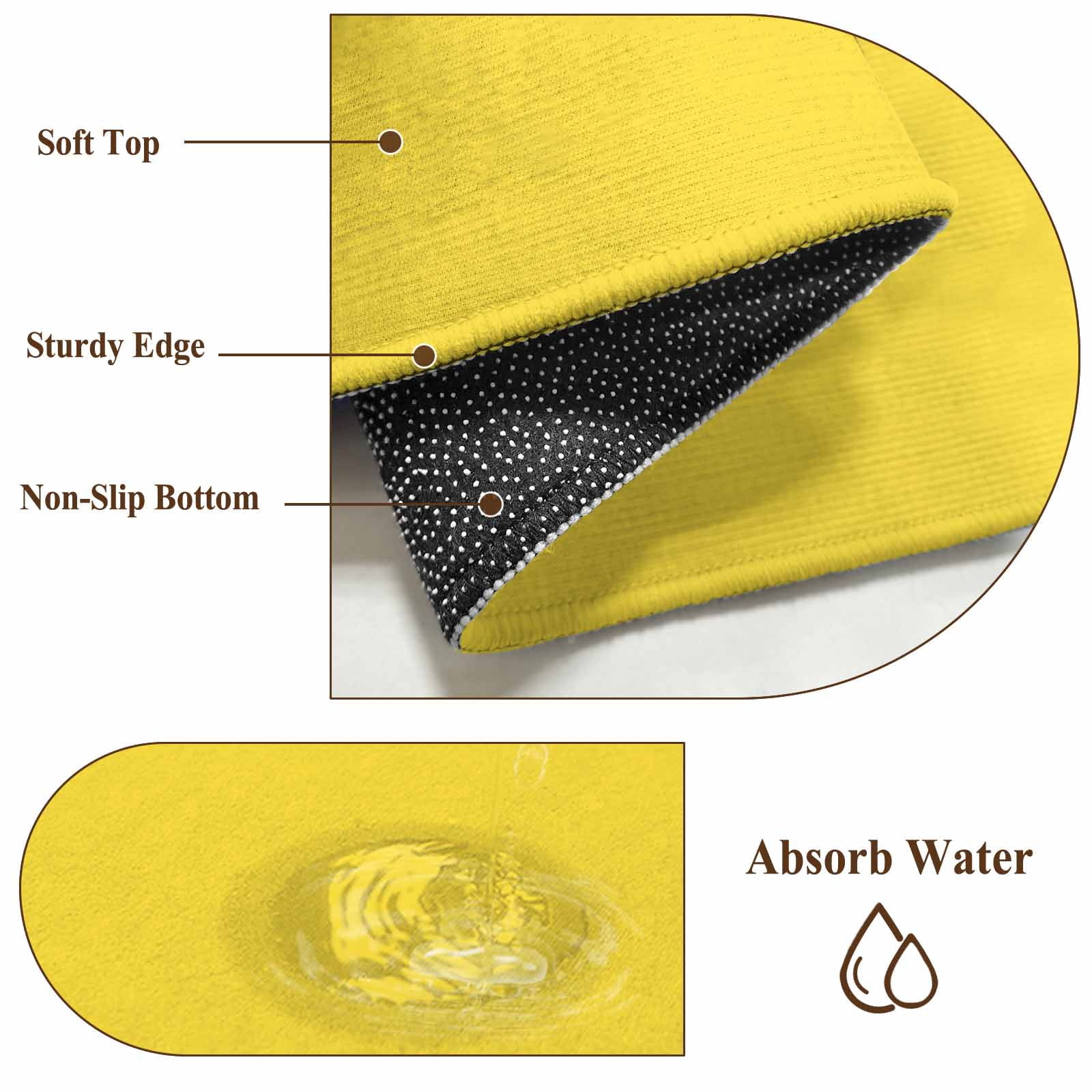 Entrance Runner Rug 2'x3', Yellow Non-slip Doormat for Indoor Outdoor Entrance, Pure Yellow Washable Throw Floor Mat for Front Door/Living Room/Bedroom/Bathroom/Kitchen