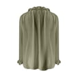 thumbnail image 5 of Helii Womens Tops Women's V Neck Pleated Front Collared Long Sleeve Ruffle Casual Blouse Top, 5 of 5
