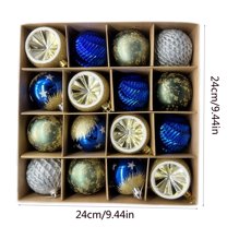 16 Pc Christmas Ball Bauble Velvet Silver Snow Flower Finish Ball Ornament Christmas Indoor Outdoor Hanging Decoration Holiday Party Wedding Halloween Thanksgiving Valentine's Day Decor