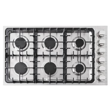 Gas Cooktop with 6 Sealed Italian Made Burners in Stainless Steel