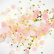 Premium 1-Inch Round Tissue Paper Party Table Confetti - 50 Grams -  Pink, White, Gold Mylar Flakes