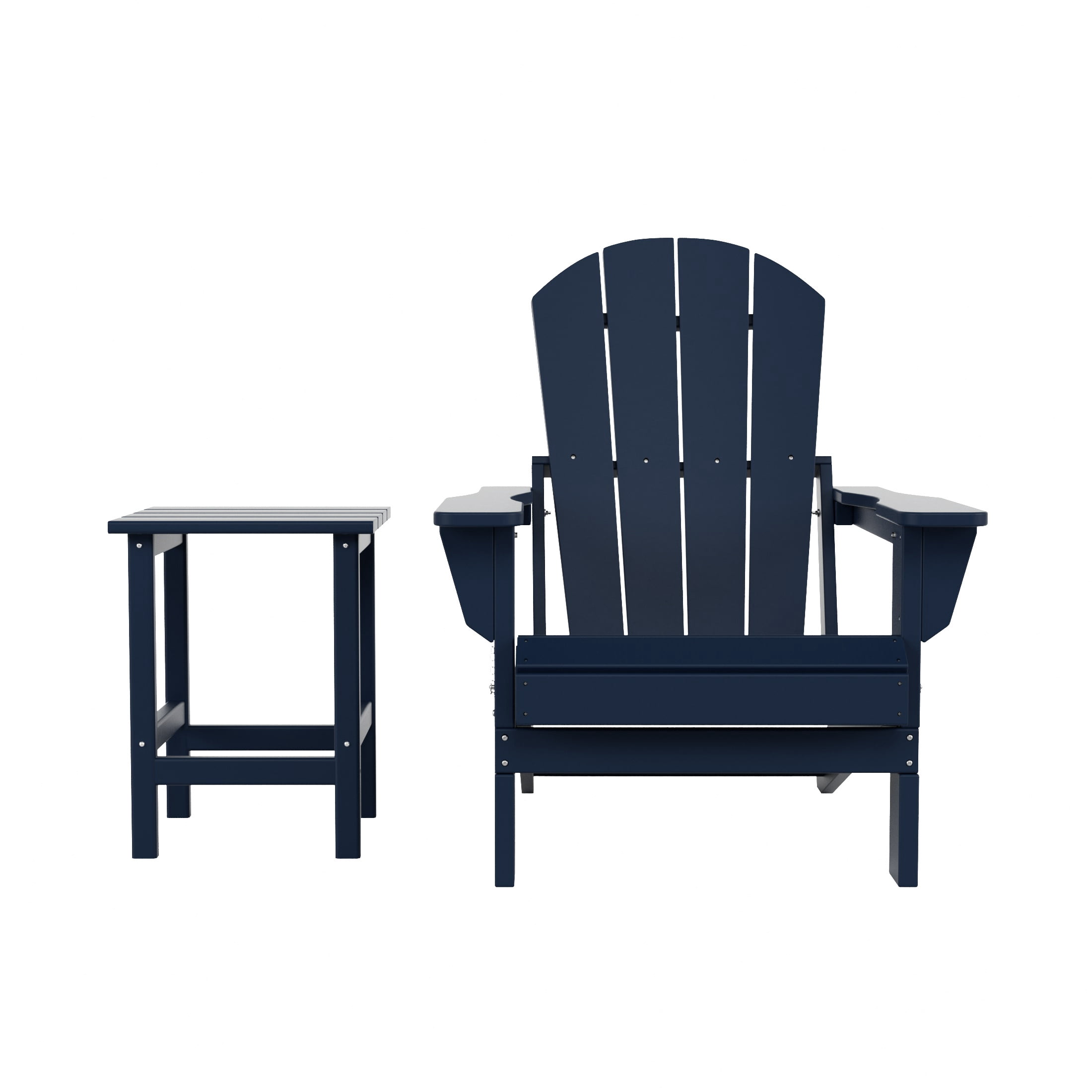 WestinTrends Malibu 2-PC Outdoor Patio Plastic Adirondack chair set with side table, Navy Blue