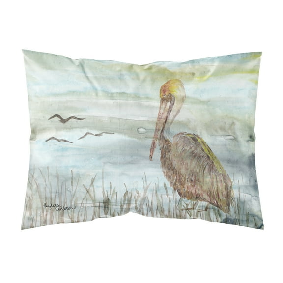 Brown Pelican Watercolor Fabric Standard Pillowcase