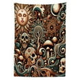 thumbnail image 2 of Ambesonne Boho Esoteric Tablecloth Rectangular Table Cover, Hidden Woodland Skull, 60"x90", Cream Paprika Cadet Blue, 2 of 3