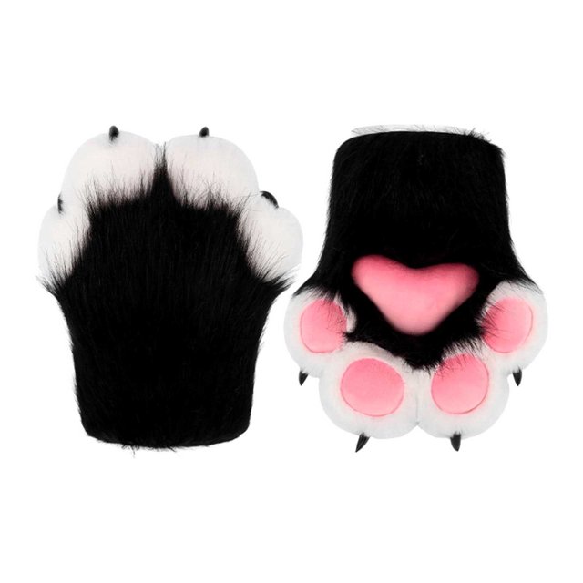 Huanglei Gants de Simulation pour Chat Animal Poilu Pincement Pincement Appel Accessoires Mignons Accessoires Tenue Décontractée Fête Carnaval Accessoires Spéciaux