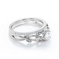 thumbnail image 2 of Boho & Hippie 1.00 Carat Round Diamond Moissanite Leaf Inspired Engagement Ring, Wedding Ring In 925 Sterling Silver With 18K White Gold Plating Gift For Her, Promise Ring, Bridal Set, Matching Band, 2 of 3