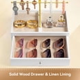 thumbnail image 5 of Sunglass Organizer, 2-Tier Glasses Holder Stand for 20 Pairs of Eyewear, Sunglasses Display Rack with Wood Drawer Storage for Nightstand, Desk, Dresser, Bedroom, 5 of 7