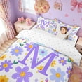 thumbnail image 3 of Meiyoeat Spring Daisy Floral Twin Bedding for Women Girls, Cute Initial M Letter Duvet Cover Set, Lavender Purple, Reversible, 1 Duvet Cover and 1 Pillowcase (No Comforter), 3 of 6