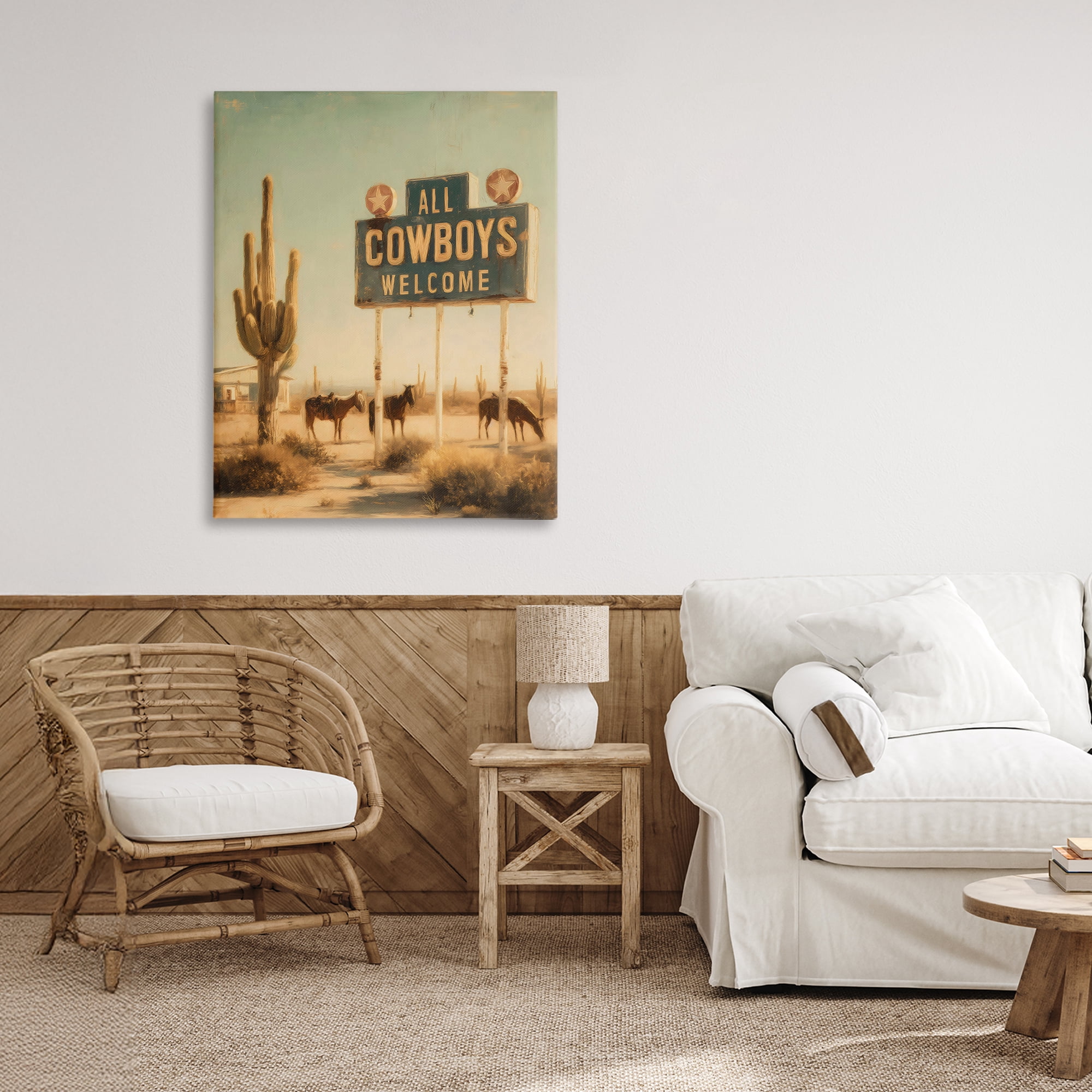 Stupell Industries All Cowboys Welcome Desert Canvas Wall Art, design by Arlington Prints