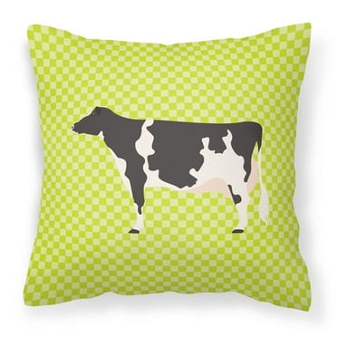Carolines Treasures BB7648PW1818 Holstein Cow Green Fabric Decorative Pillow, 18 x 18 in.