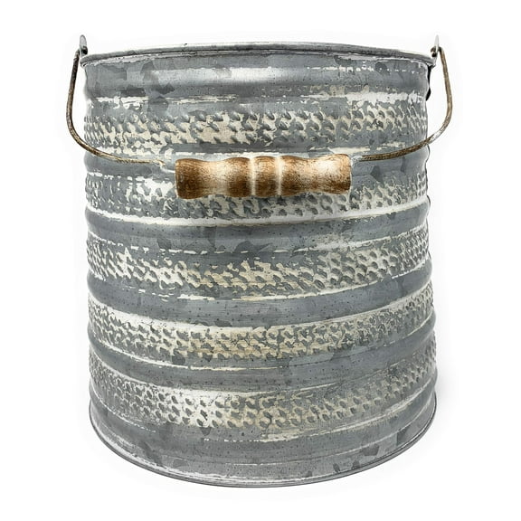 Embossed Metal Bucket Large Utensil Holder Organizer