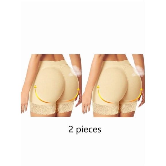 2PCS Women Butt Lifter Panties Faja Shorts Padded Shapewear Hip Enhancer Underwear(Beige L)