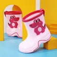 thumbnail image 3 of Hpapadks Toddler Girl Rain Boots Rainy Mid Calf Cute Dinosaur Cartoon Non Water Shoes With Easy On Handles School Outdoor Play Waterproof Pink 6-7 Y, 3 of 6