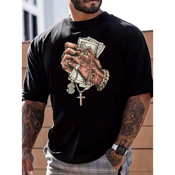 Men's Urban Streetwear Money Graphic T-Shirt