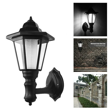 Solar Outdoor Wall Lights 2PCS Solar Powered Wall Lantern Light Lamp Outdoor Garden Weatherproof LED Wall Lamp Hexagonal Light Lamp Exterior Sconce Lantern Lamp for Outdoor Landscape Garden Fence Yard ()