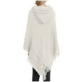 thumbnail image 6 of HBYJLZYG Womens Hooded Shawl Wrap Cape, Crochet Versatile Tassel Irregular Hem Sweater Tops, 6 of 6