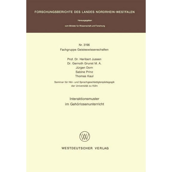 Interaktionsmuster Im Gehörlosenunterricht, (Paperback)