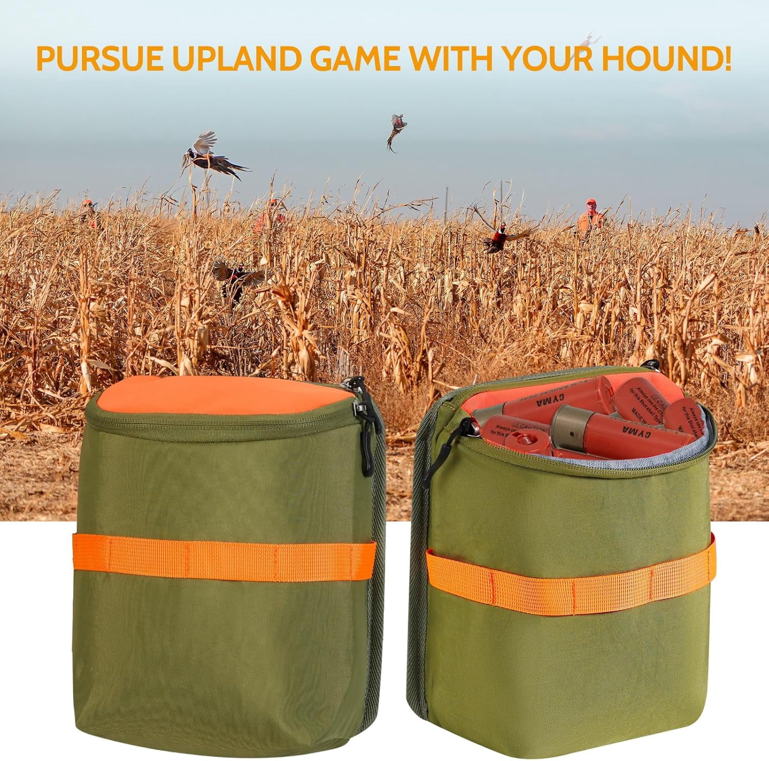 NEW VIEW Upland Hunting Ammo Pouch, 400D Nylon Waterproof Ammo Bag with Molle Strap, High Capacity Design, Removable Pockets for Easy Access, Ideal for Upland Hunting