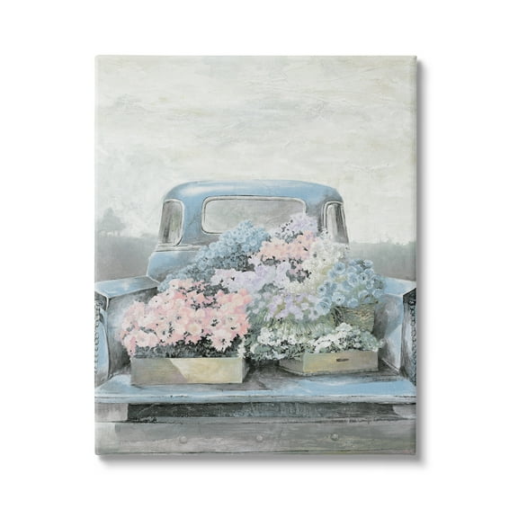 Stupell Industries Varied Floral Blossoms Vintage Countryside Pickup Truck Painting Gallery Wrapped Canvas Print Wall Art, Design by White Ladder