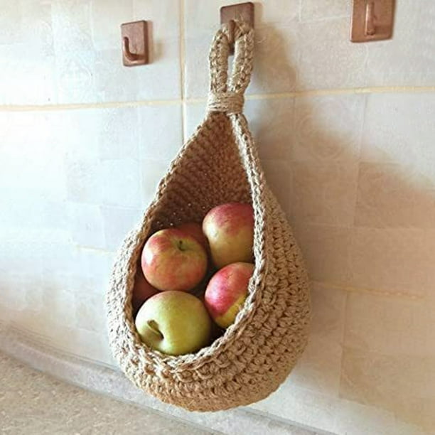 Hanging Wall Vegetable Fruit Baskets Jute Eco Teardrop Hanging Basket