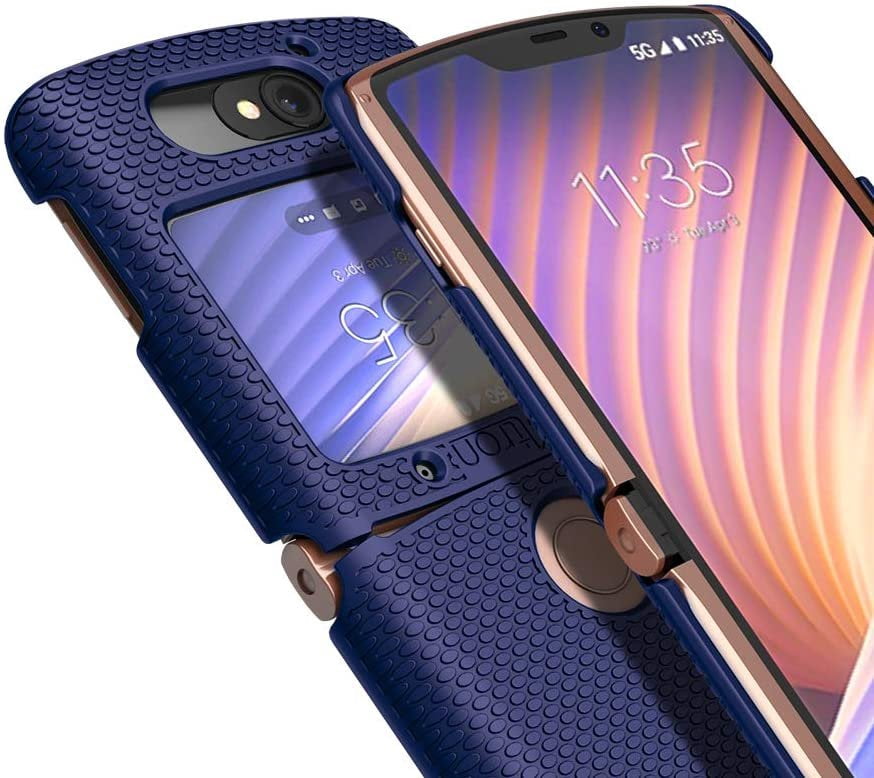 BELTRON Case with Clip for Motorola RAZR 5G AT&T / T-Mobile, Snap-On Protective Cover with Rotating Belt Holster Combo & Built in Kickstand for Motorola Moto RAZR 5G Flip Phone 2020 XT2071 - Blue
