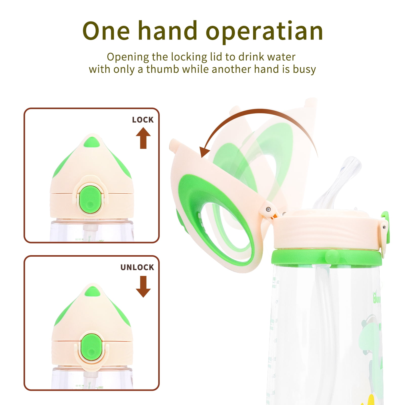 Bunnytoo Kids Water Bottle with Straw and Time Marker,16oz Reusable Travel  Cup with Shoulder Strap,Tritan&BPA Free,Soft Silicone Spout,Easy to