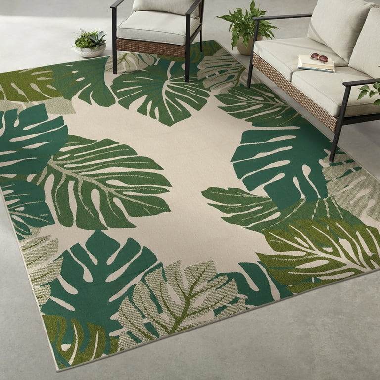 Mainstays Monstera Palm Outdoor Rug, 7'x10' - Walmart.com