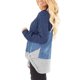 thumbnail image 2 of Camiseta Para Mujer Color Block Twist Knot Camiseta Casual Manga Larga Cuello En V Tops XBTCLXEBCO Azul:M, 2 of 3