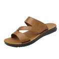 thumbnail image 2 of Xucatan Men's Leather Slip On Slides Sandals Comfortable Lightweight Open Toe Anti-Slip Flat Summer Casual Slippers Indoor Outdoor Trendy Walking Beach Sandals Gift, 2 of 7