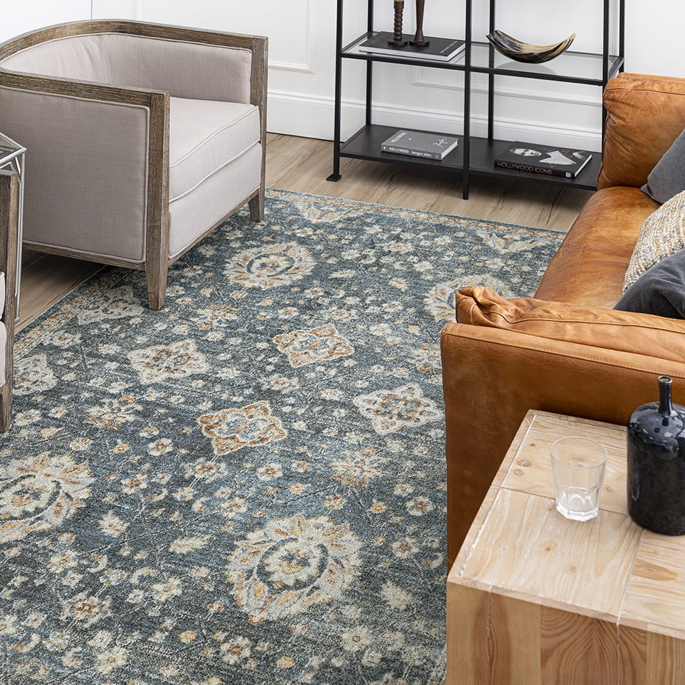 Mohawk Home Arete Floral Indoor Polyester Area Rug, Anthracite, 5'3" x 8'
