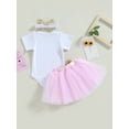 thumbnail image 3 of Newborn Infant Baby Girl My 1st Mother's Day Outfits Short Sleeve Romper Tulle Tutu Skirt Headbands Set, 3 of 8