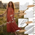 thumbnail image 7 of Jiueut Cherry Blossom Print Women’s Summer Maxi Dress Sleeveless Crewneck Casual Long Dress with Pockets, Lightweight Linen Look Flowy Beach Vacation Outfit, 3XL, 7 of 7